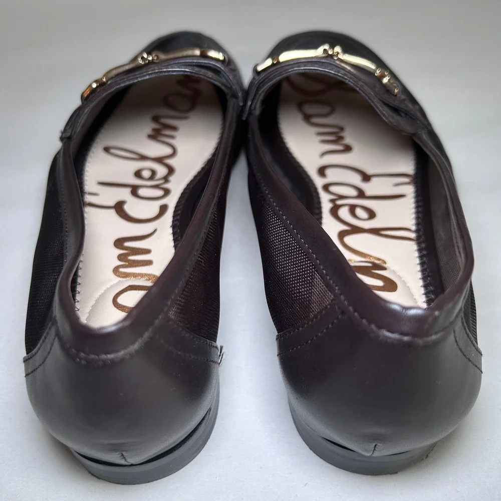 Sam Edelman Loraine Mesh Bit Loafers Dark Brown Sheer Flats Chocolate Gold 6.5